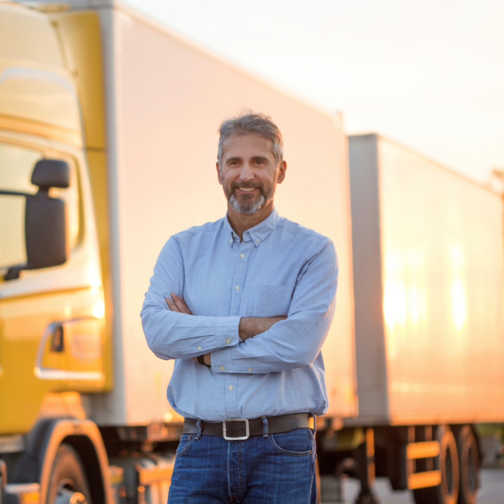 Truck Driver healthy and insured by tractor trailer