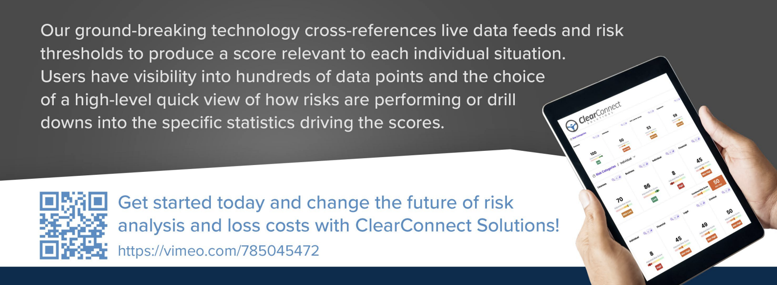 ClearConnect Solutions Risk Scoring Tool on iPad